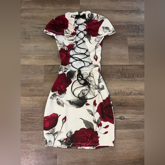 Discovery Rose Lace up mini Dress - Picture 3 of 6